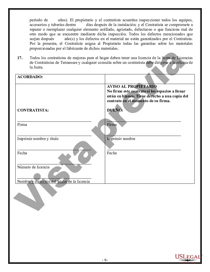 Preview Contrato de plomería para contratista