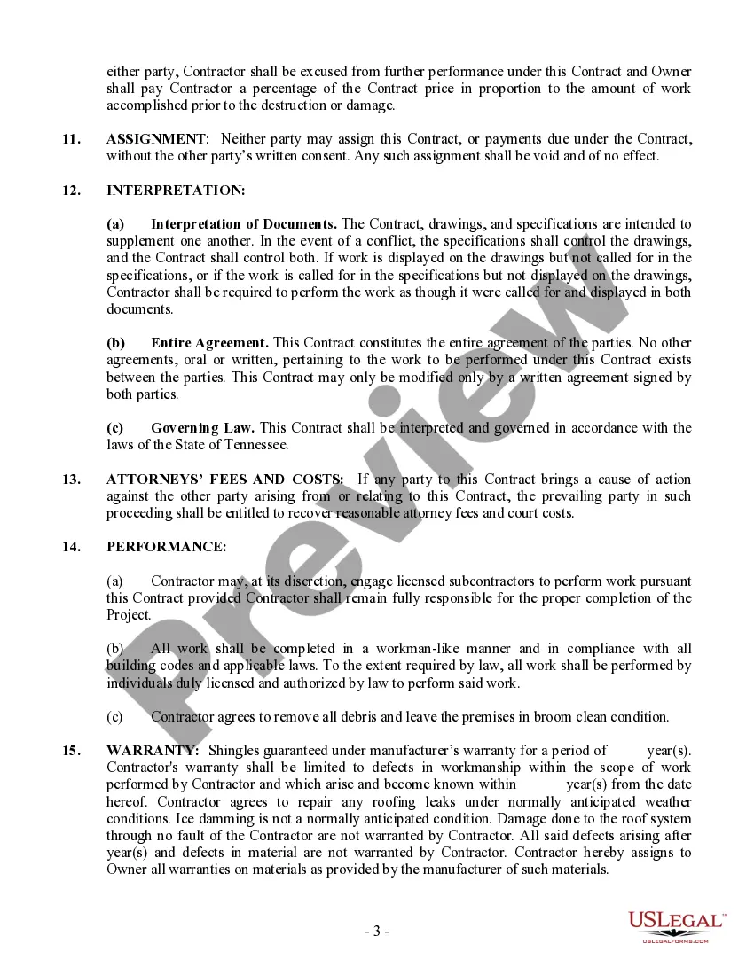 Preview Roofing Contract for Contractor