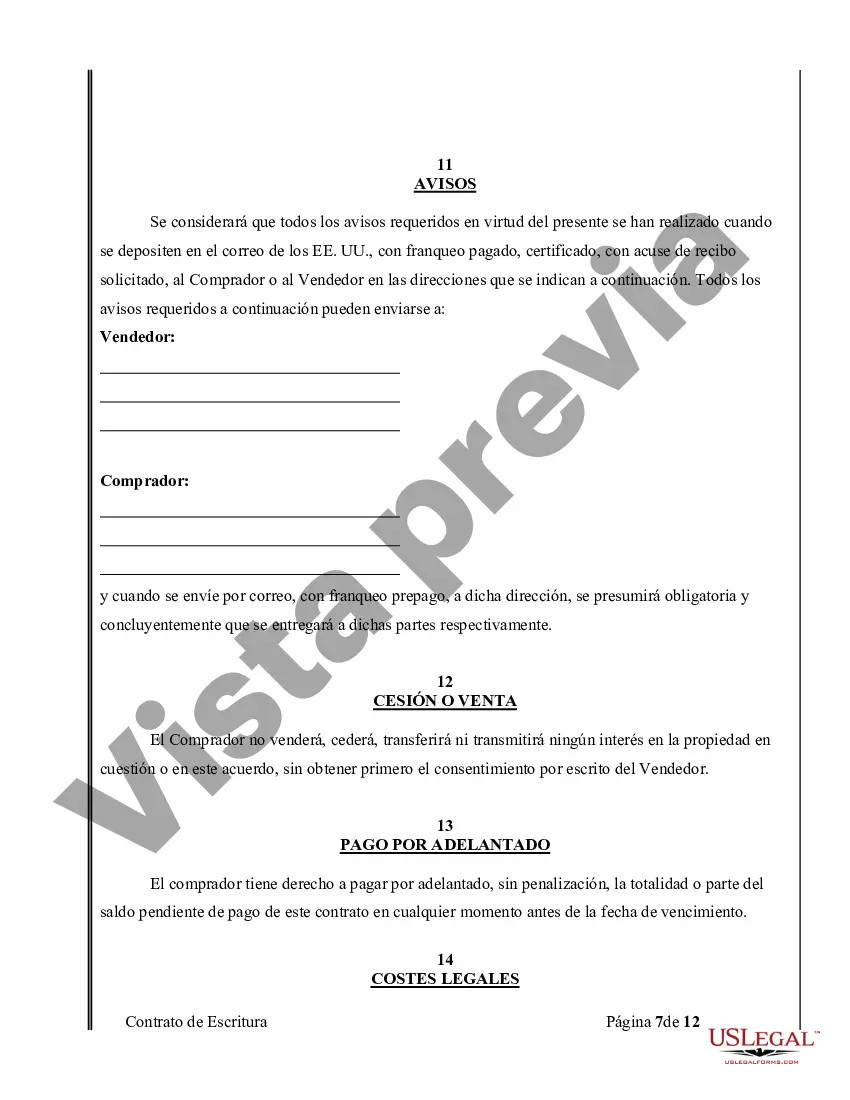 Preview Acuerdo o Contrato de Escritura de Venta y Compra de Bienes Raíces a/k/a Terreno o Contrato de Ejecución