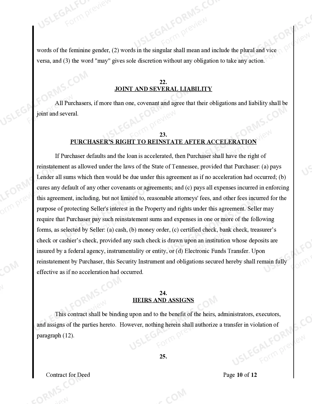 Preview Agreement or Contract for Deed for Sale and Purchase of Real Estate a/k/a Land or Executory Contract