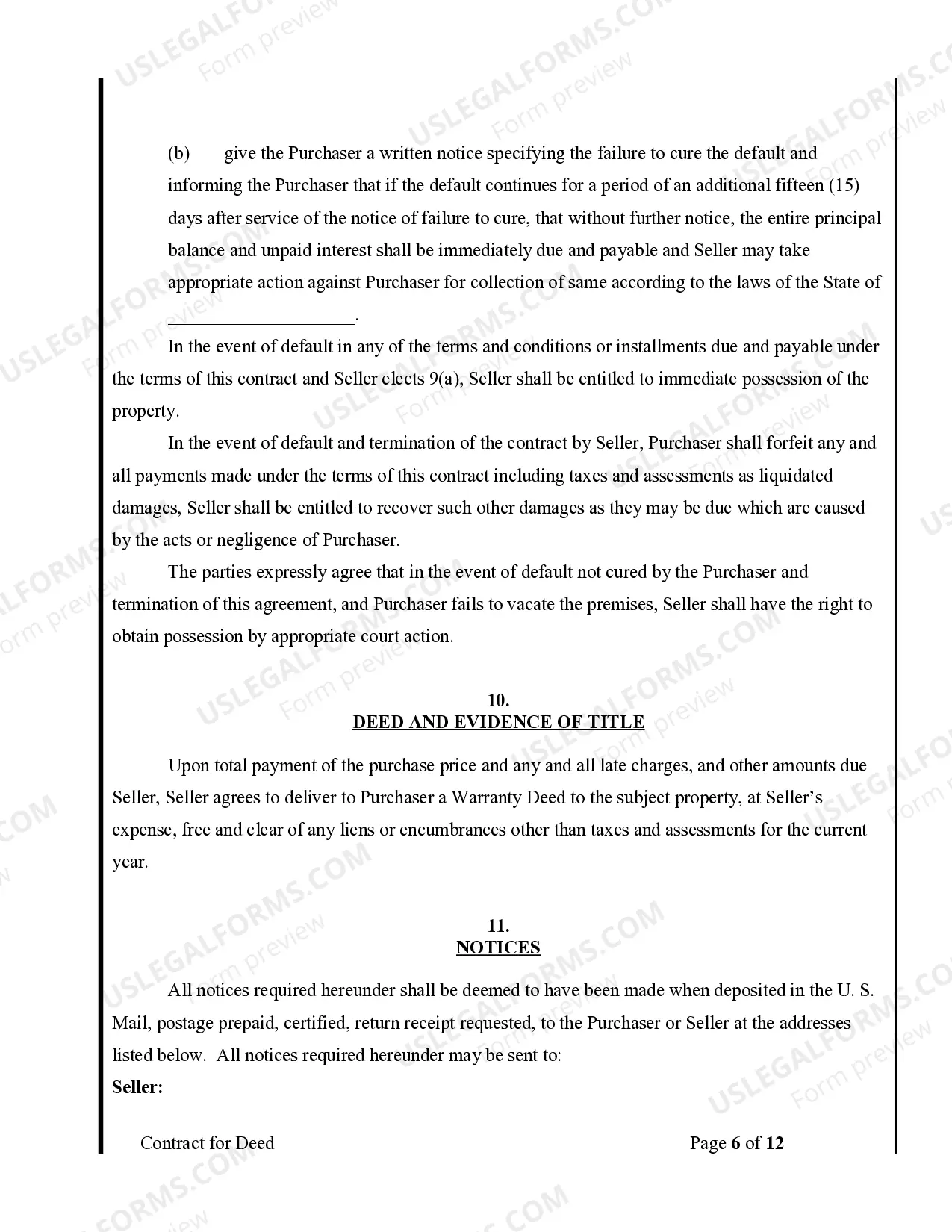 Preview Agreement or Contract for Deed for Sale and Purchase of Real Estate a/k/a Land or Executory Contract