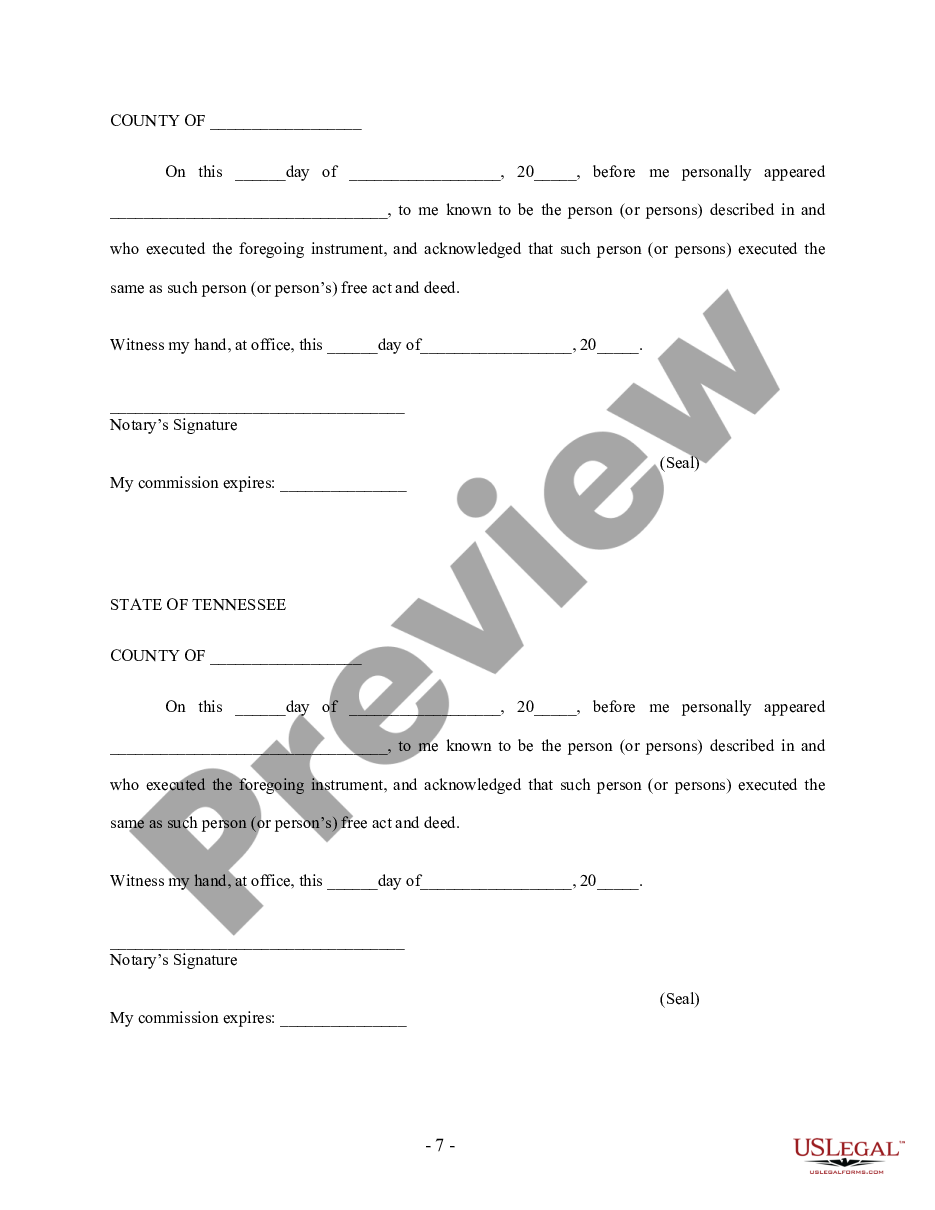 page 6 Tennessee Prenuptial Premarital Agreement without Financial Statements preview