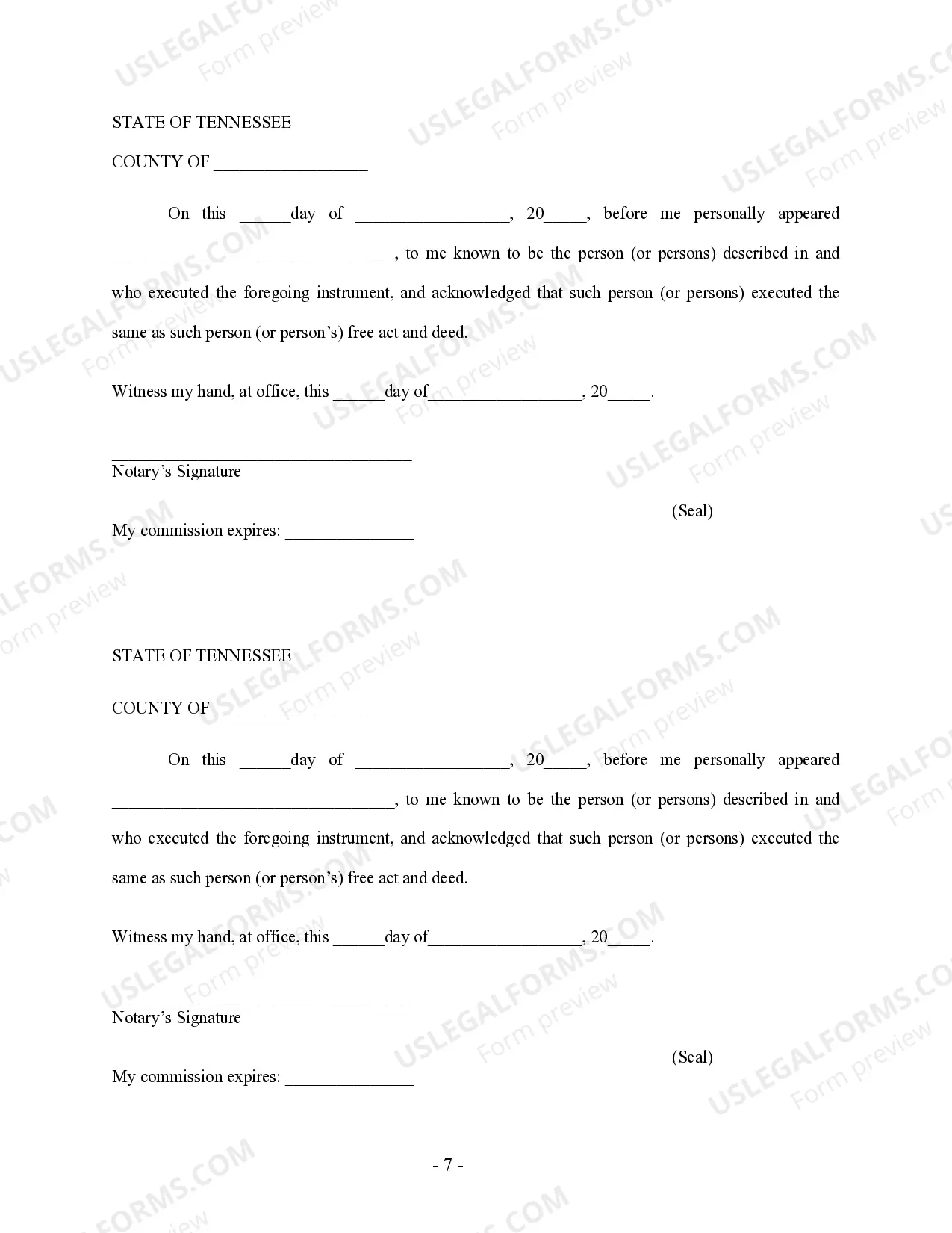 Preview Tennessee Prenuptial Premarital Agreement without Financial Statements