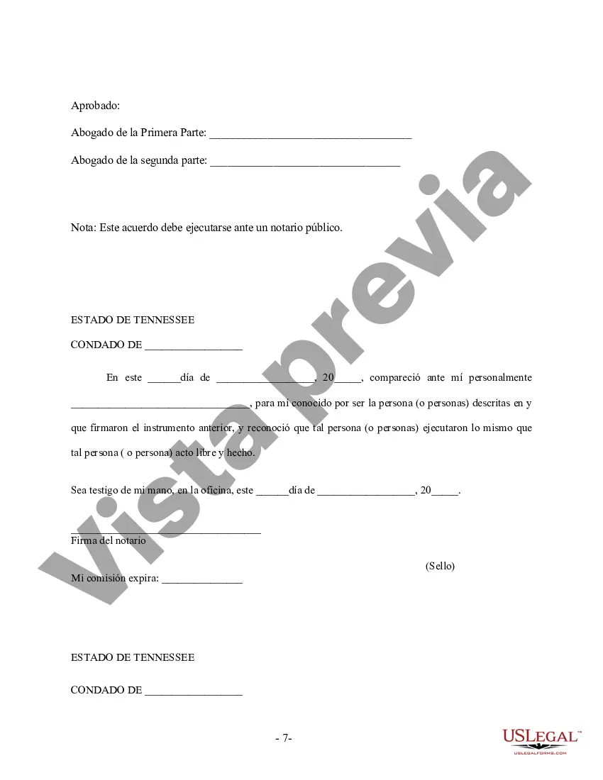 Preview Acuerdo prematrimonial prenupcial de Tennessee con estados financieros