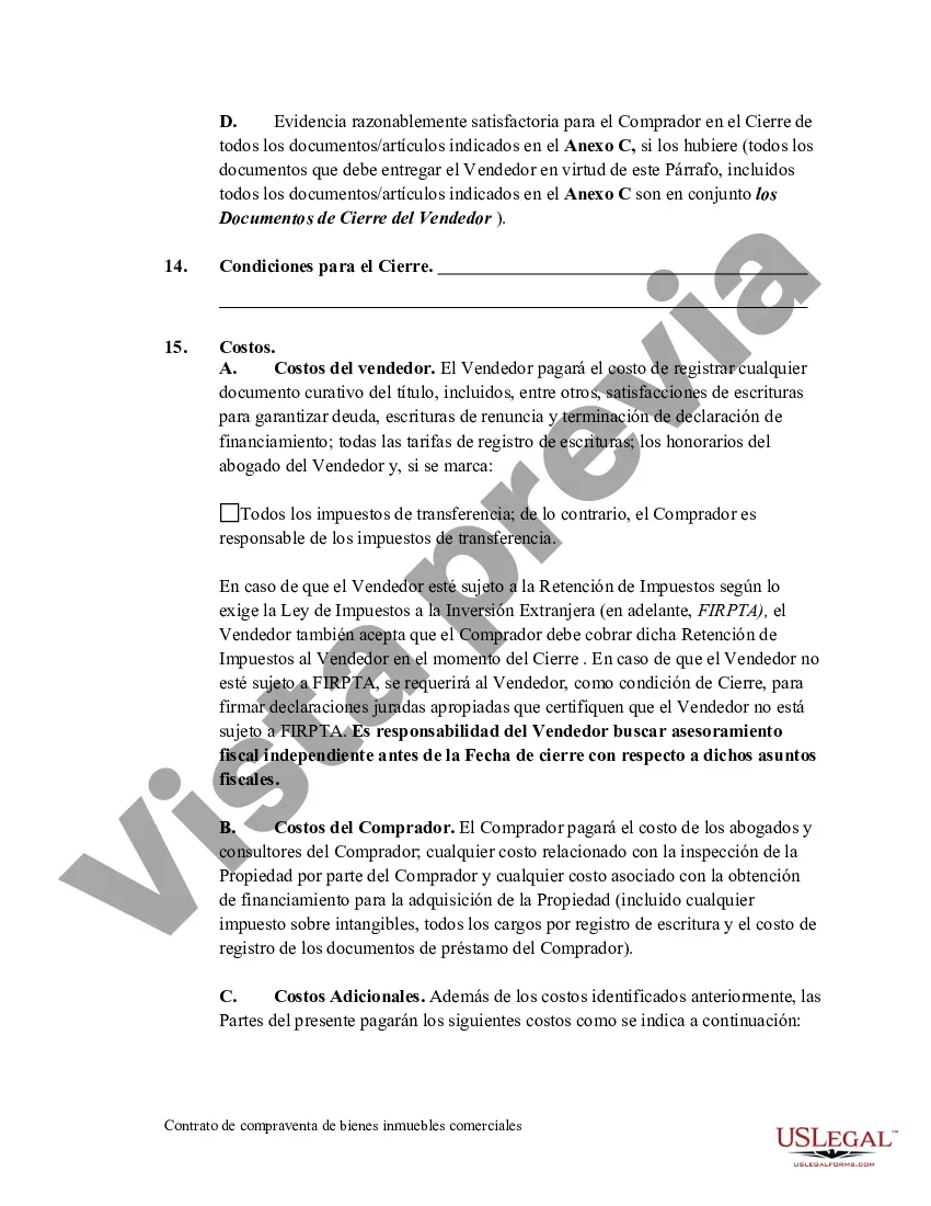 Preview Acuerdo de Compra y Venta de Bienes Inmuebles Comerciales