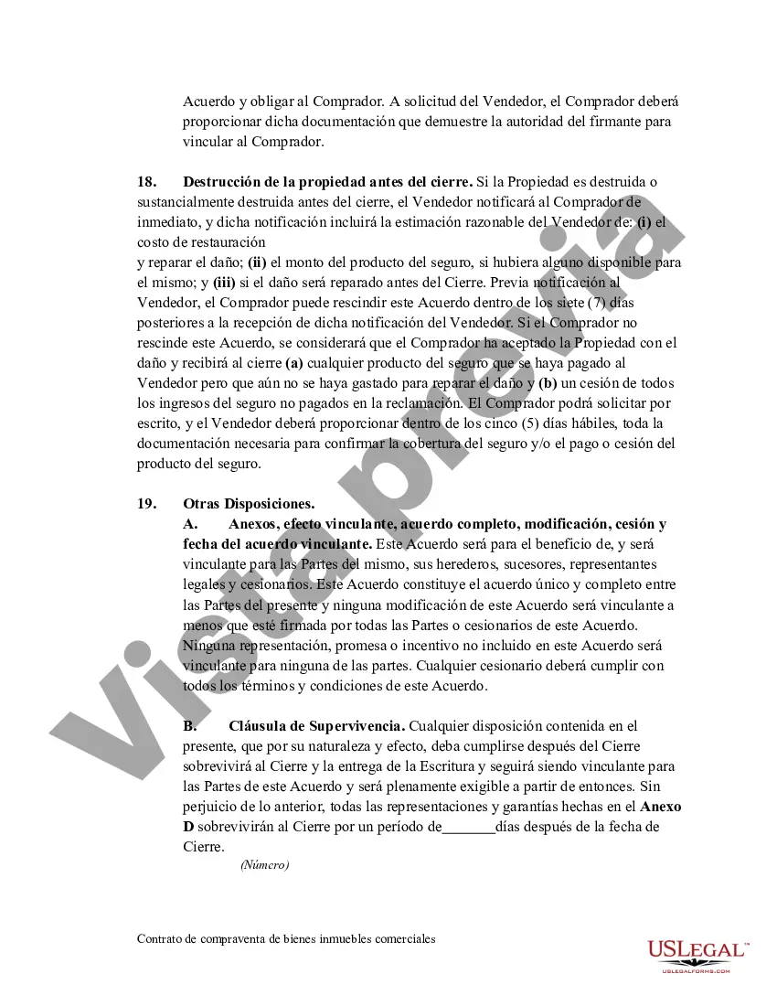 Preview Acuerdo de Compra y Venta de Bienes Inmuebles Comerciales