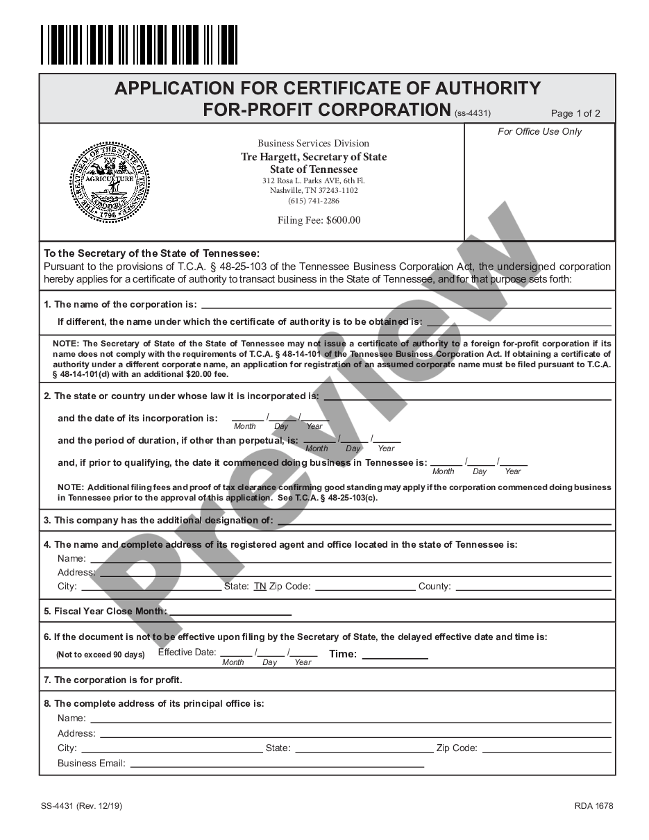page 4 Tennessee Registration of Foreign Corporation preview