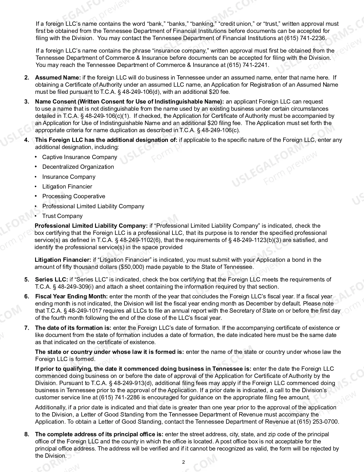 Preview Tennessee Registration of Foreign Corporation