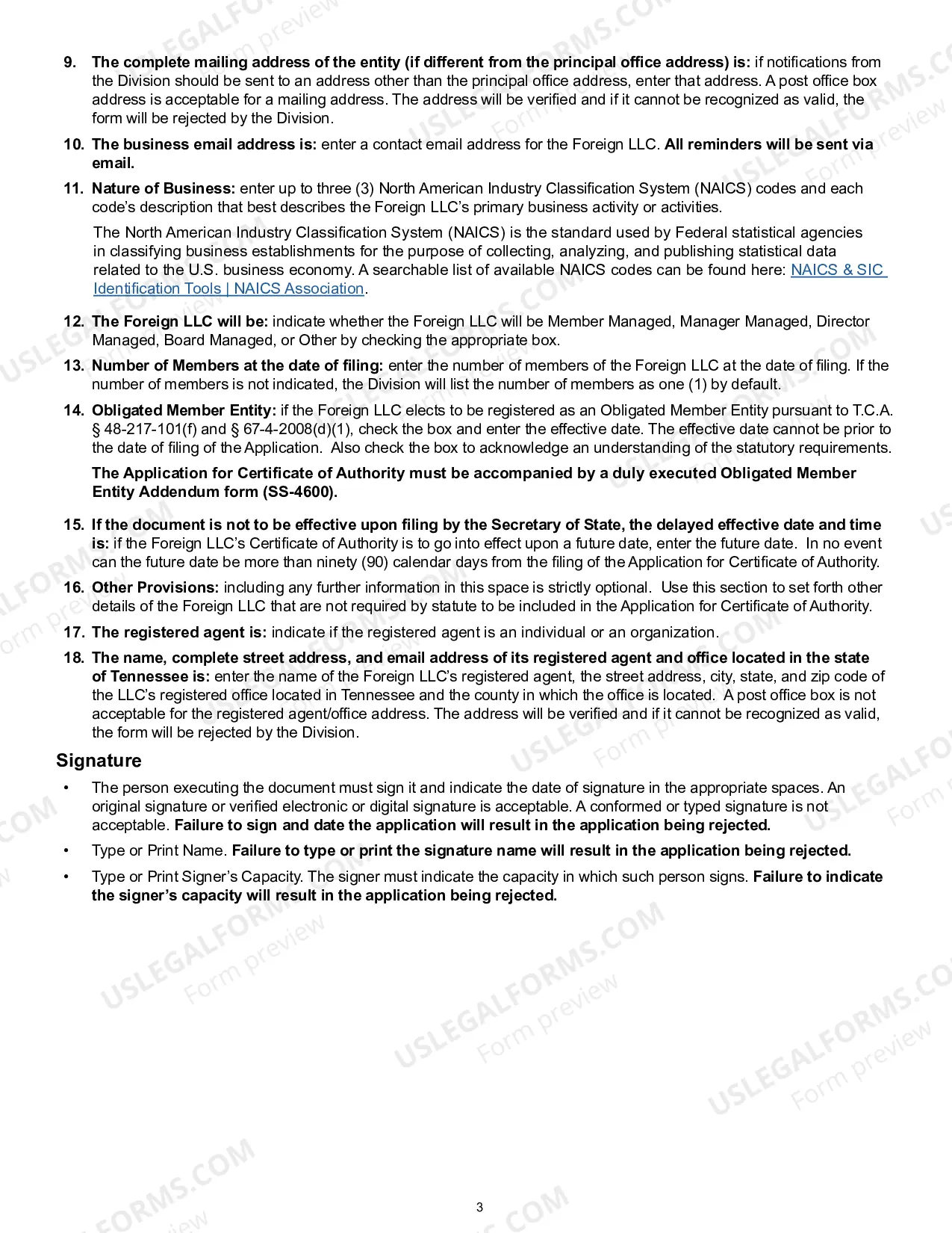 Preview Tennessee Registration of Foreign Corporation