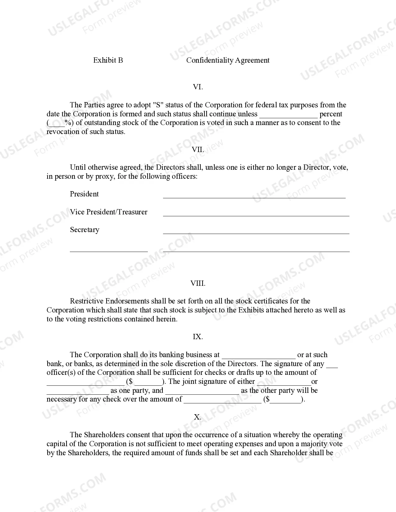 Preview Tennessee Pre-Incorporation Agreement, Shareholders Agreement and Confidentiality Agreement