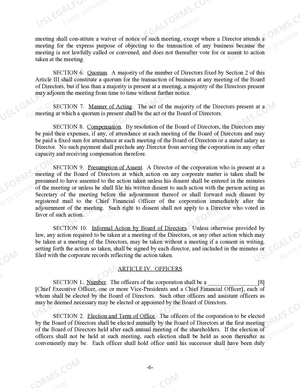 Preview Tennessee Bylaws for Corporation