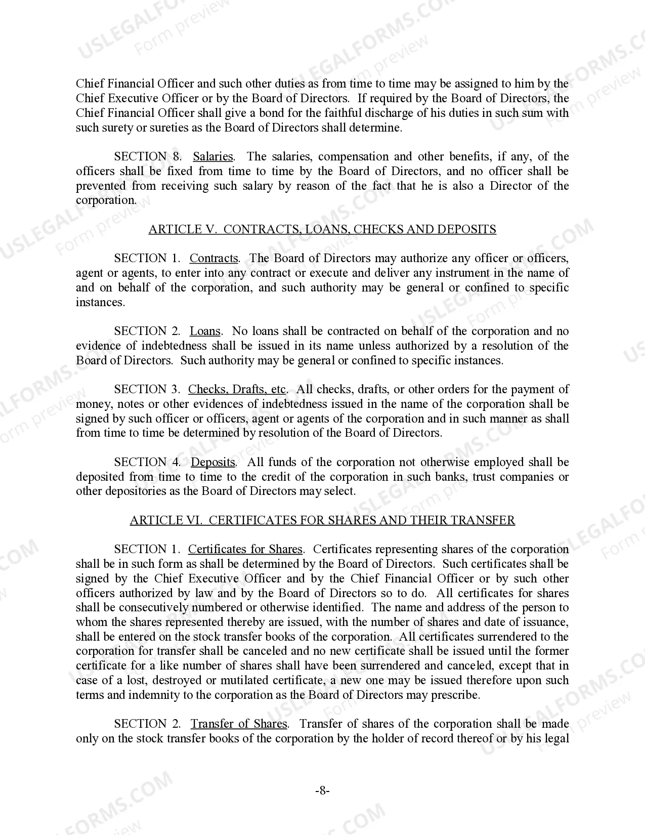 Preview Tennessee Bylaws for Corporation