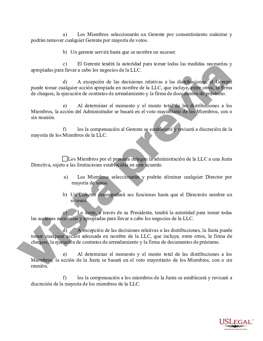 Preview Acuerdo Operativo de Sociedad de Responsabilidad Limitada LLC