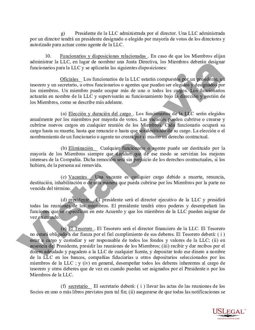 Preview Acuerdo Operativo de Sociedad de Responsabilidad Limitada LLC