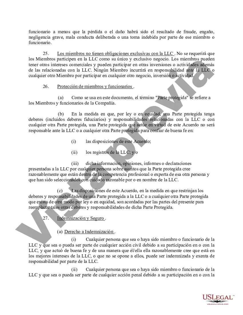 Preview Acuerdo Operativo de Sociedad de Responsabilidad Limitada LLC