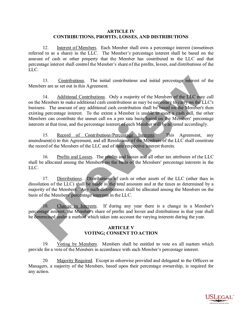 page 5 Limited Liability Company LLC Operating Agreement preview
