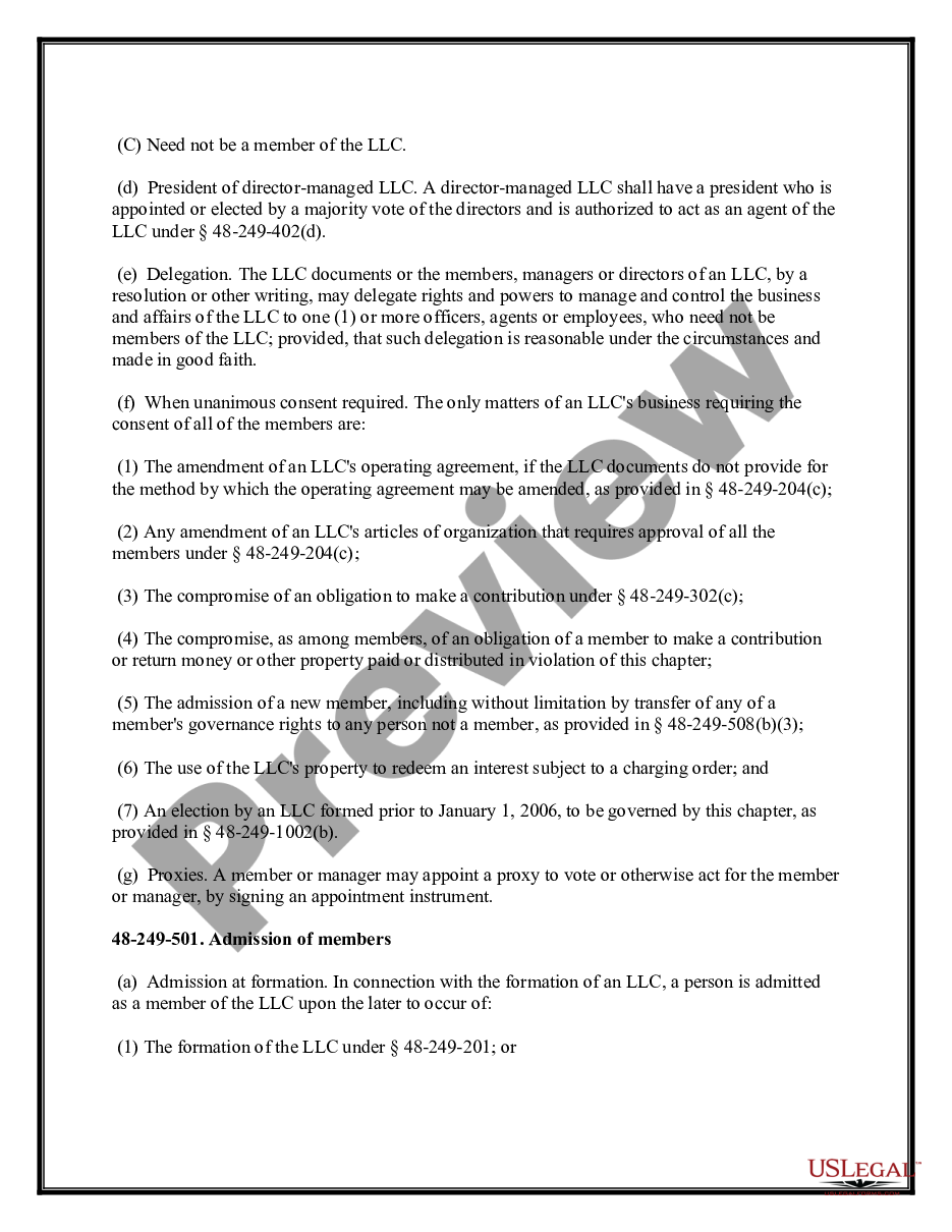 page 9 Tennessee Limited Liability Company LLC Formation Package preview