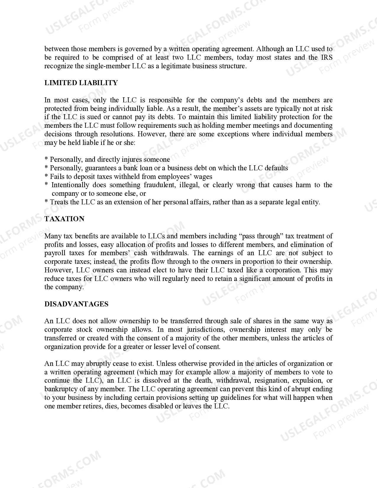 Preview Tennessee Limited Liability Company LLC Formation Package