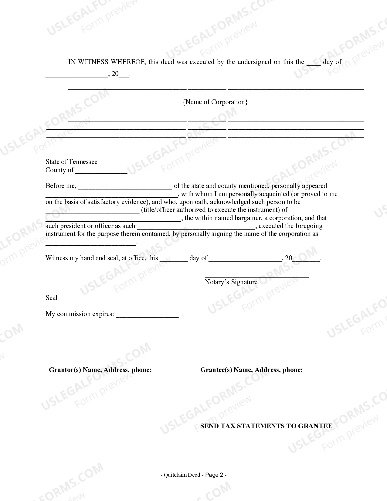 Preview Quitclaim Deed from Corporation to Husband and Wife