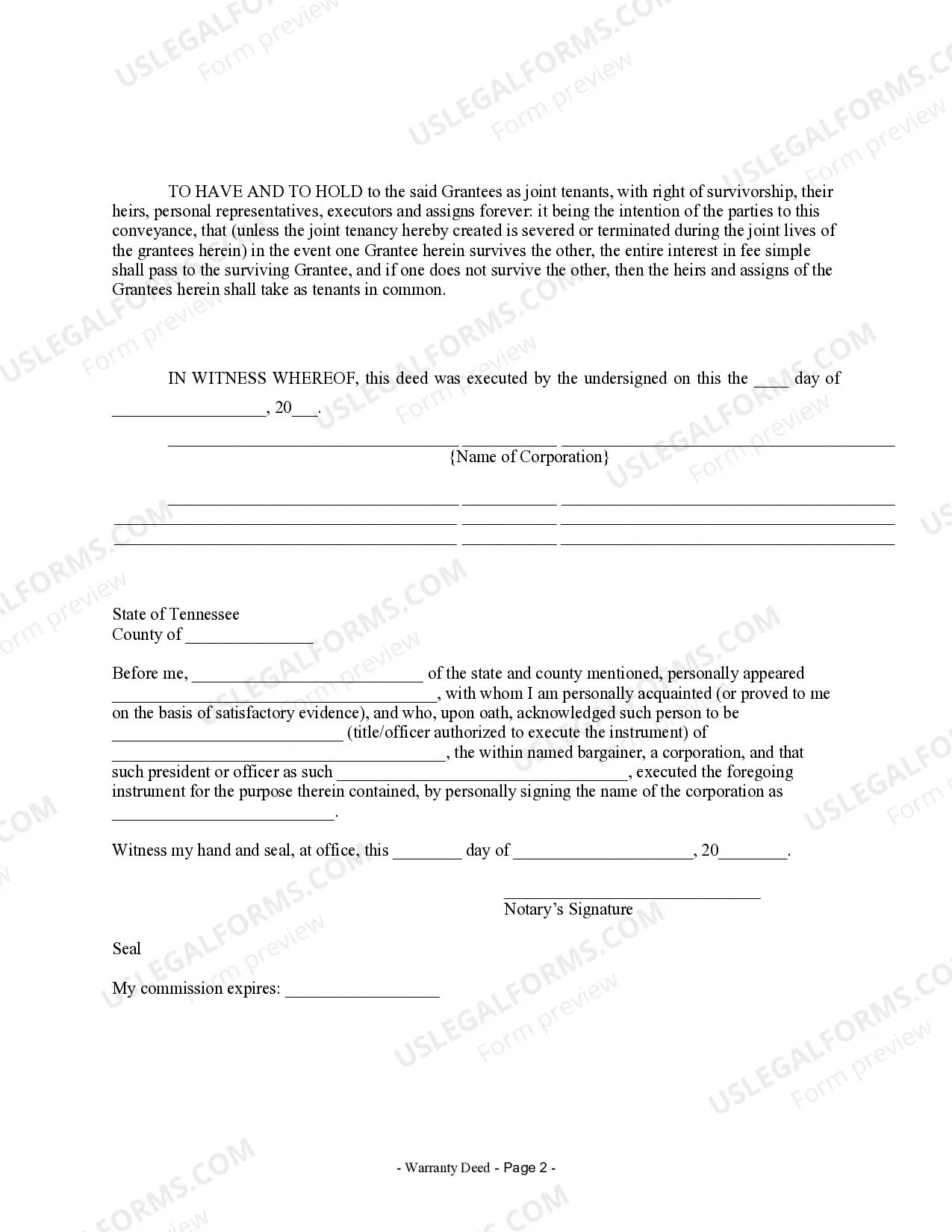 Preview Warranty Deed from Corporation to Husband and Wife