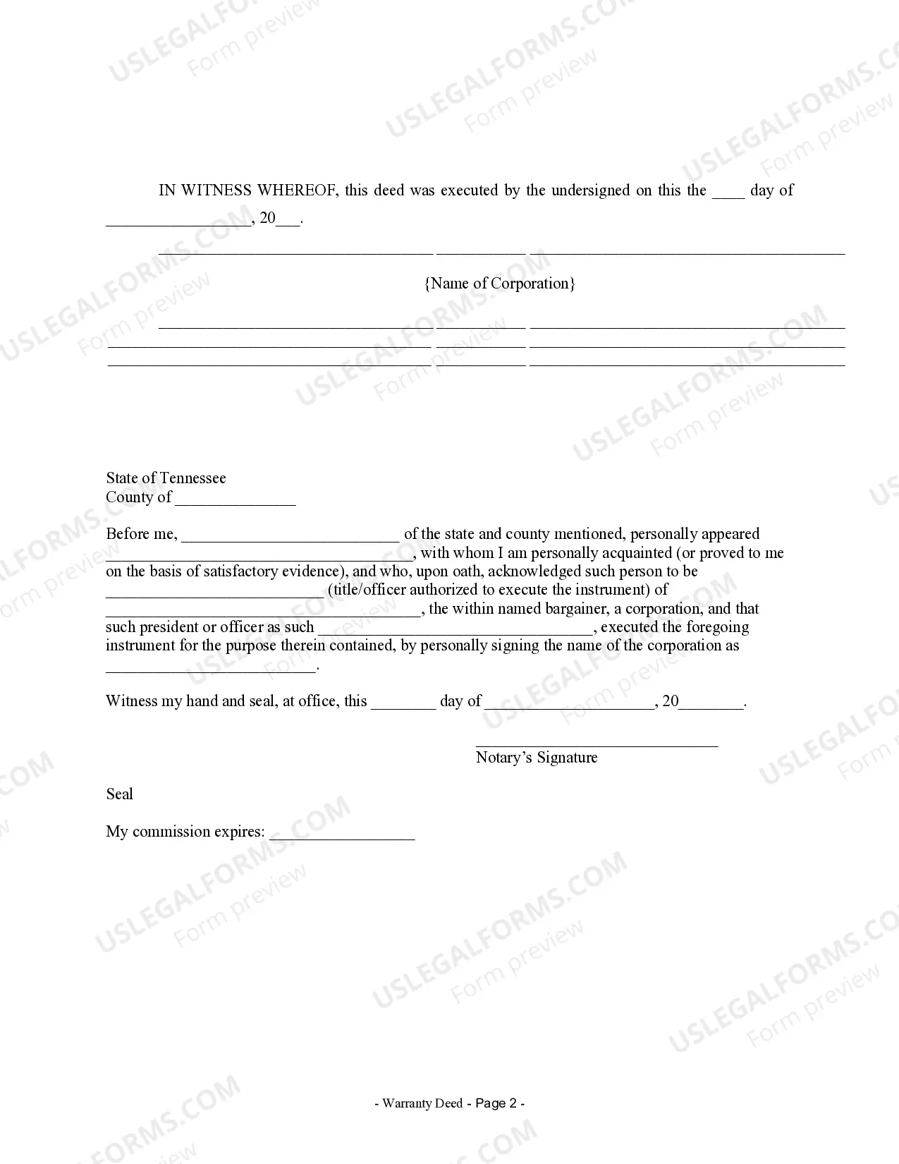 Preview Warranty Deed from Corporation to Individual