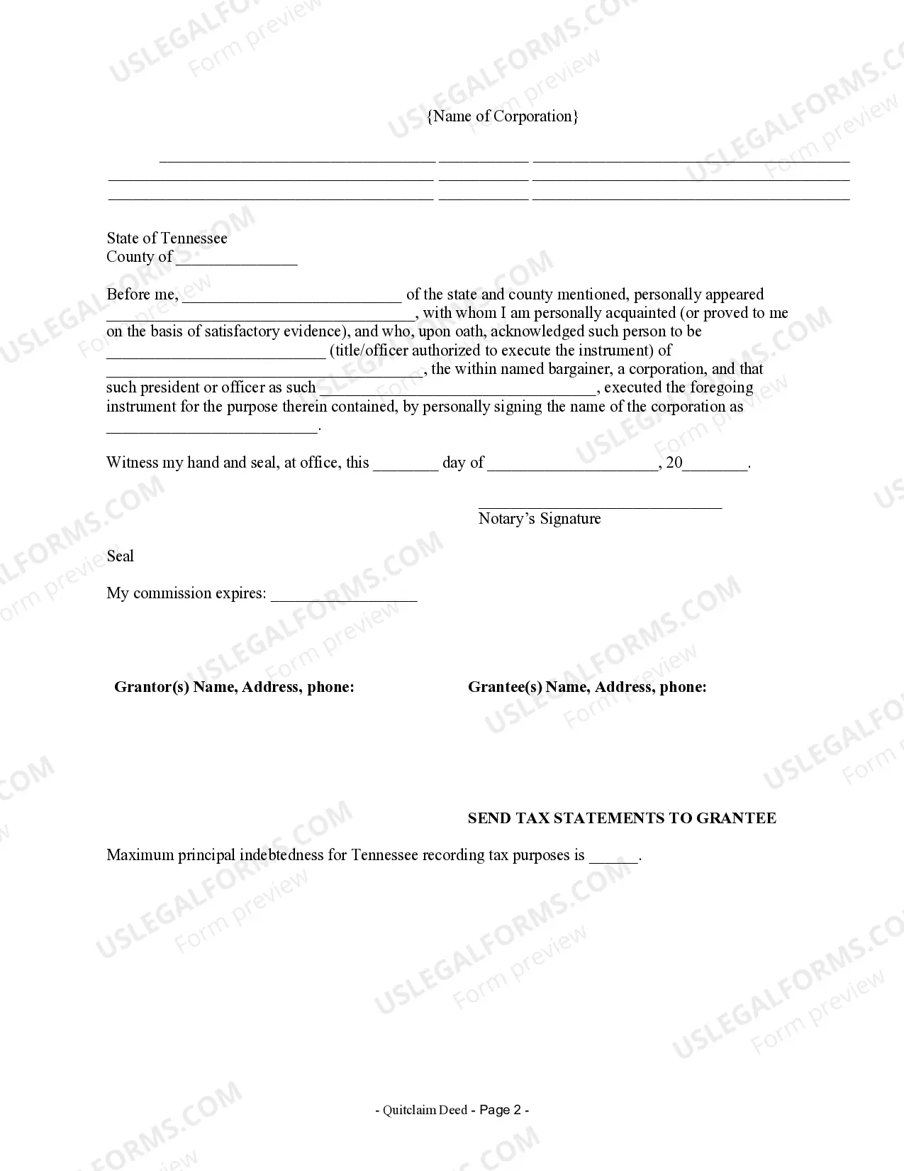 Preview Quitclaim Deed from Corporation to LLC