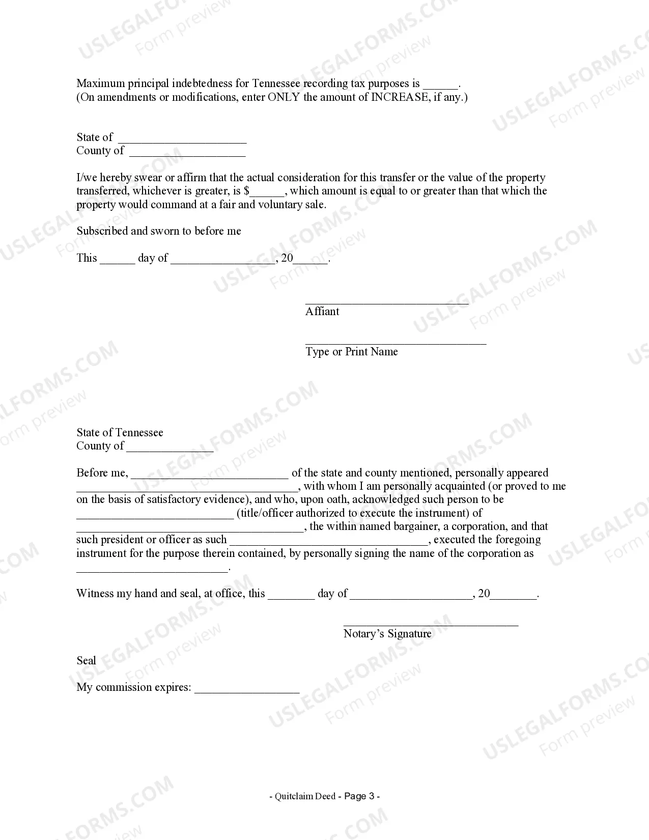 Preview Quitclaim Deed from Corporation to LLC