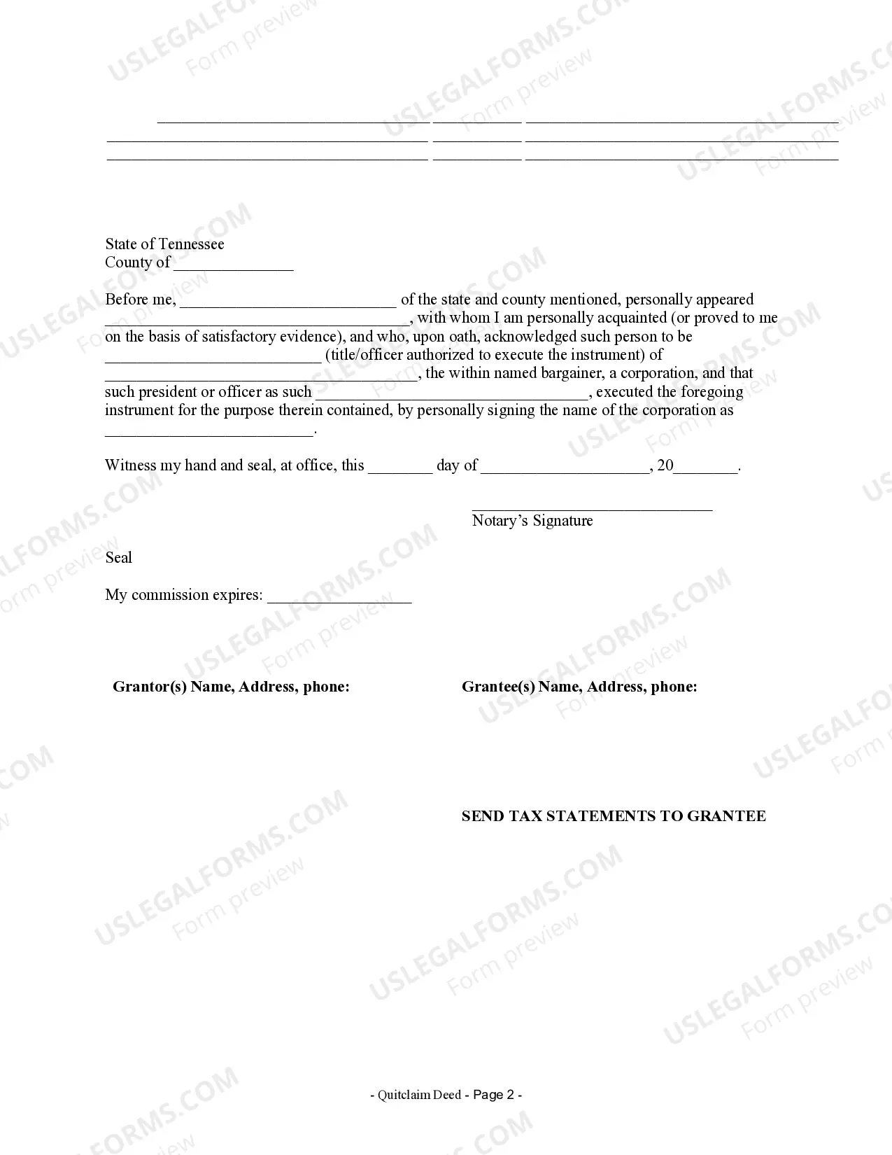 Preview Quitclaim Deed from Corporation to Corporation