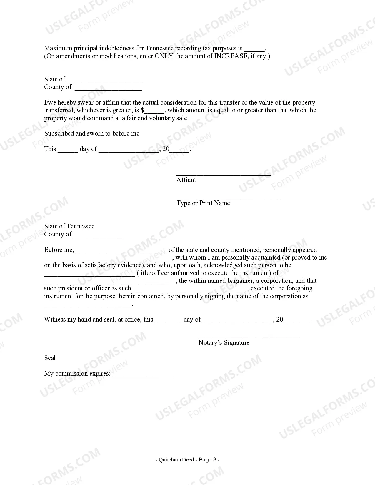 Preview Quitclaim Deed from Corporation to Corporation