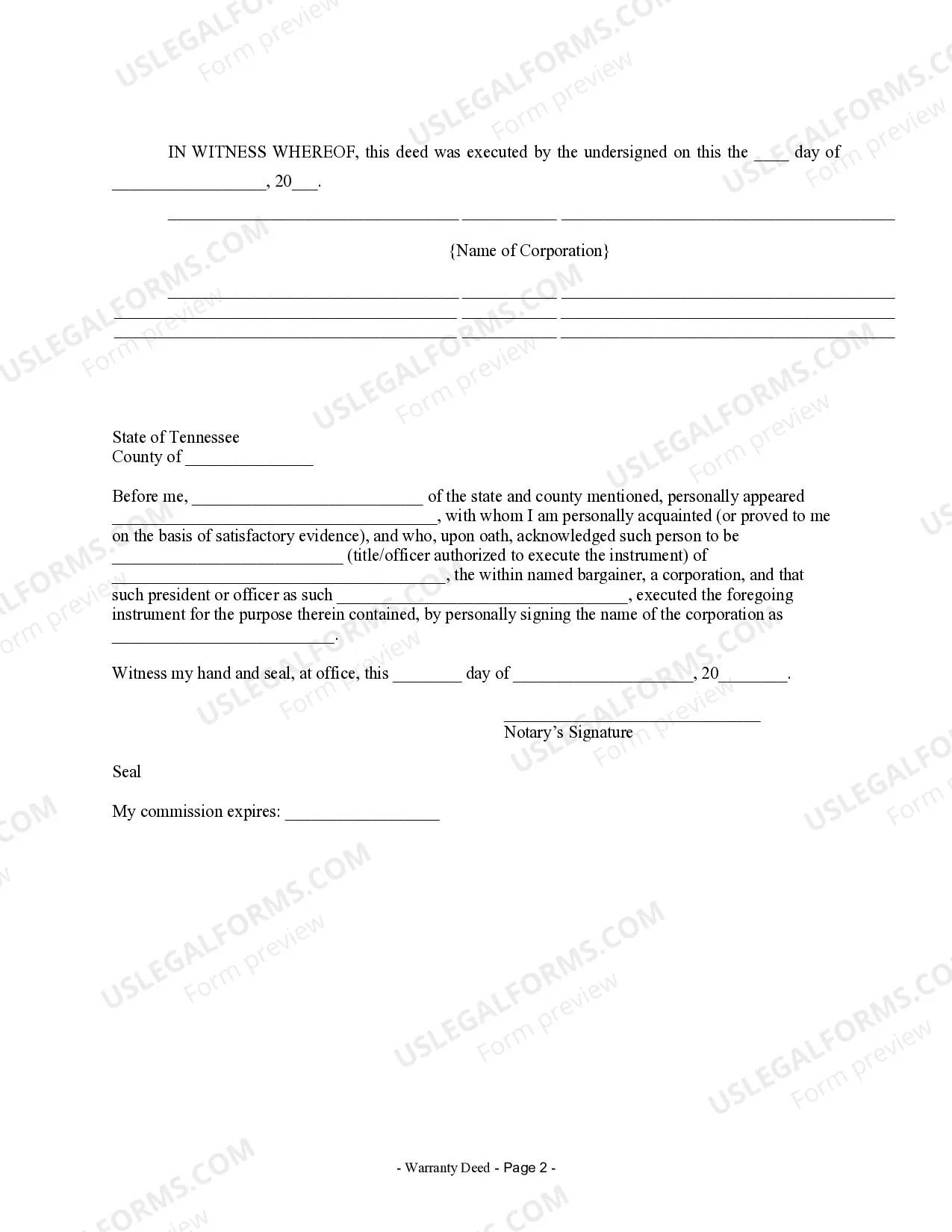 Preview Warranty Deed from Corporation to Corporation