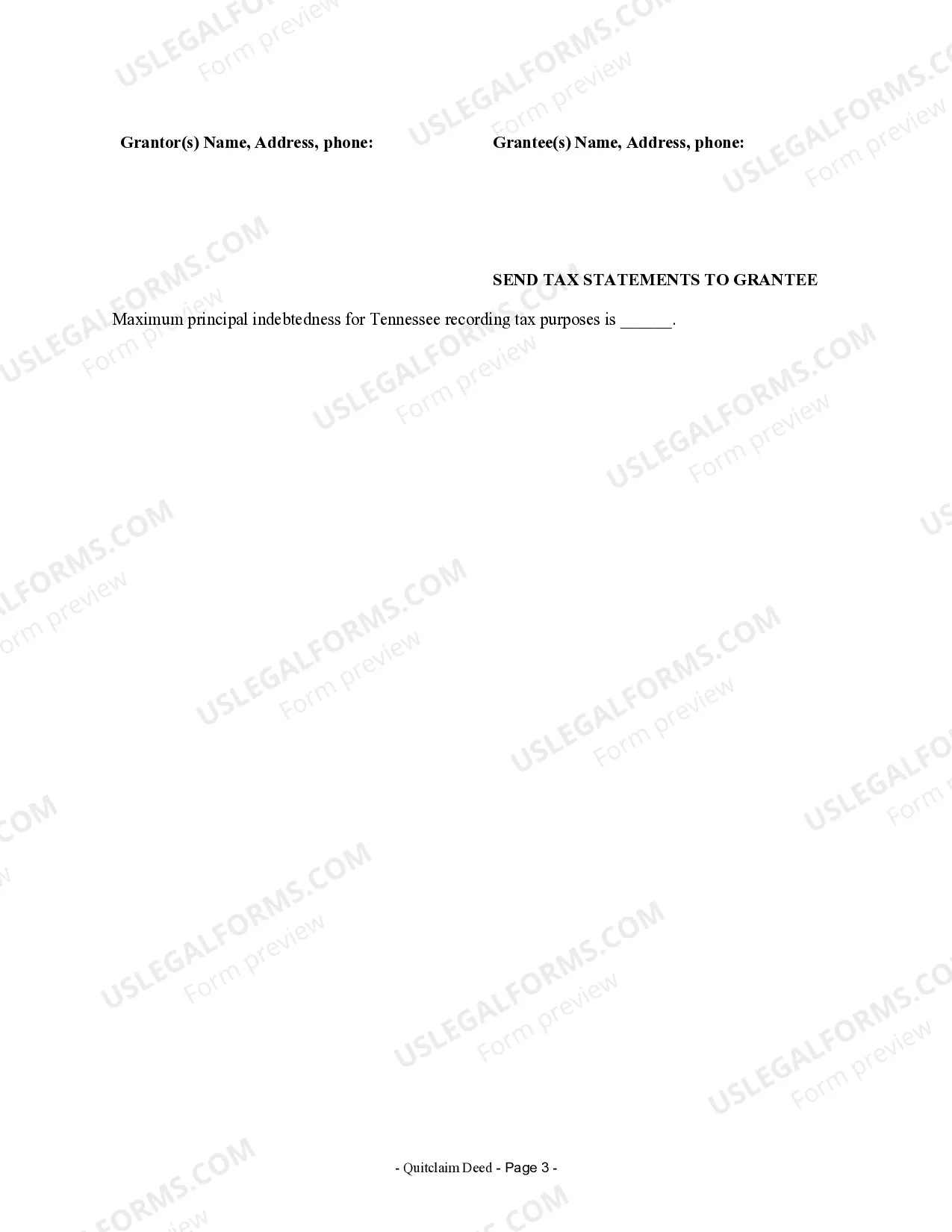Preview Quitclaim Deed from Husband and Wife to Husband and Wife