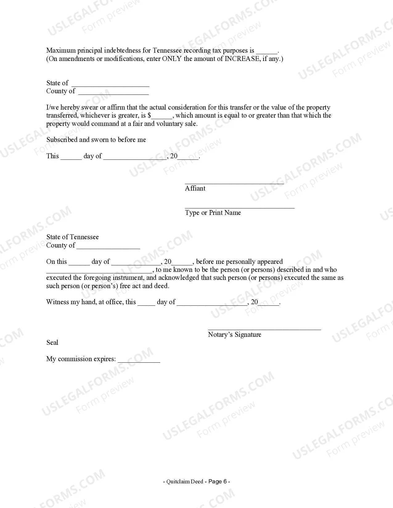 Preview Quitclaim Deed from Individual to Individual