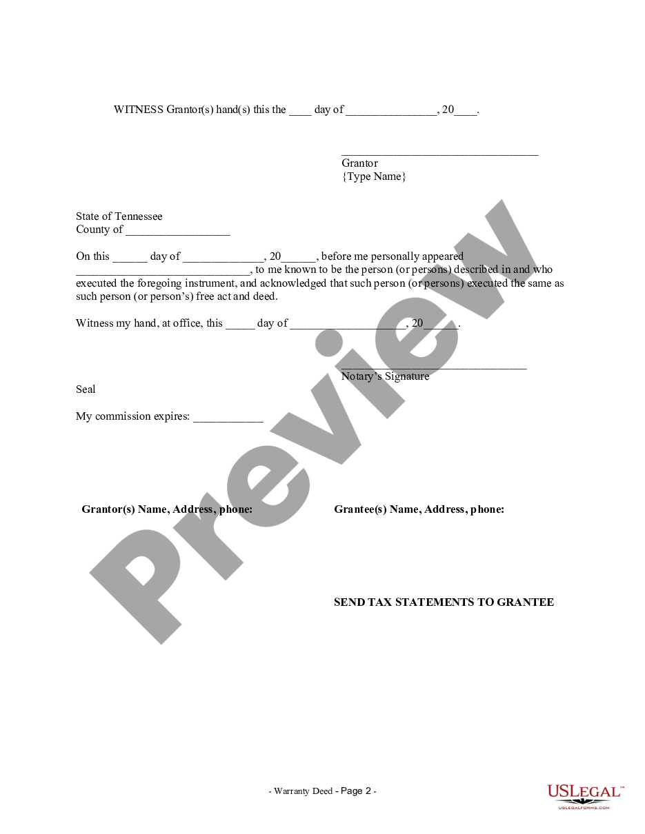 form Warranty Deed from Individual to Individual preview