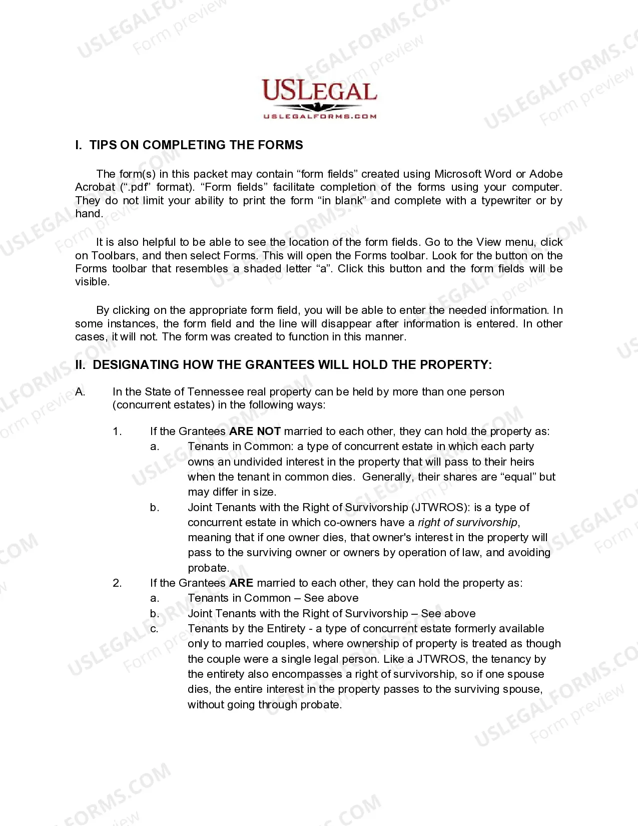 Preview Warranty Deed from Two Individuals / Husband and Wife Grantors to Two Individuals / Husband and Wife Grantees Subject to a Life Estate