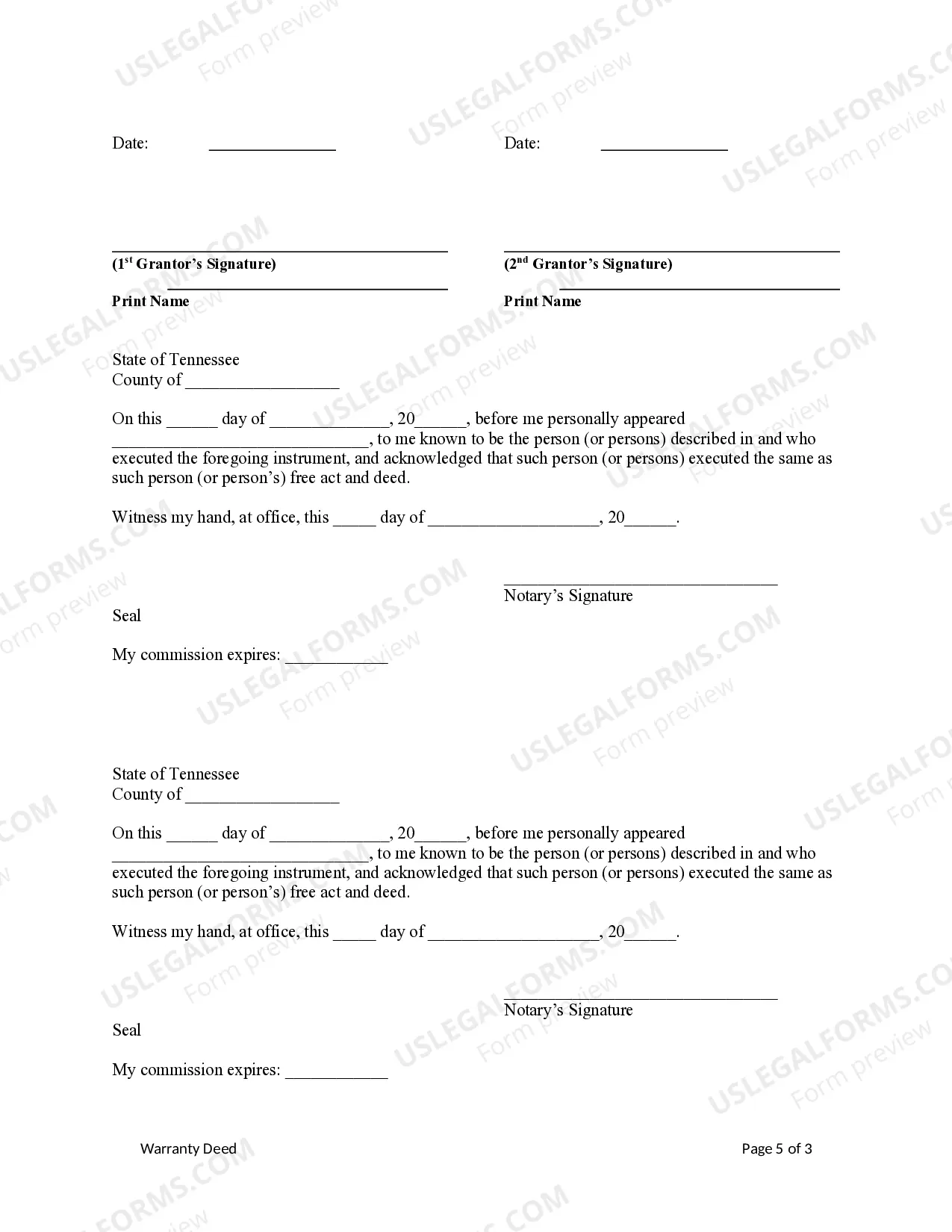 Preview Warranty Deed from Two Individuals / Husband and Wife Grantors to Two Individuals / Husband and Wife Grantees Subject to a Life Estate