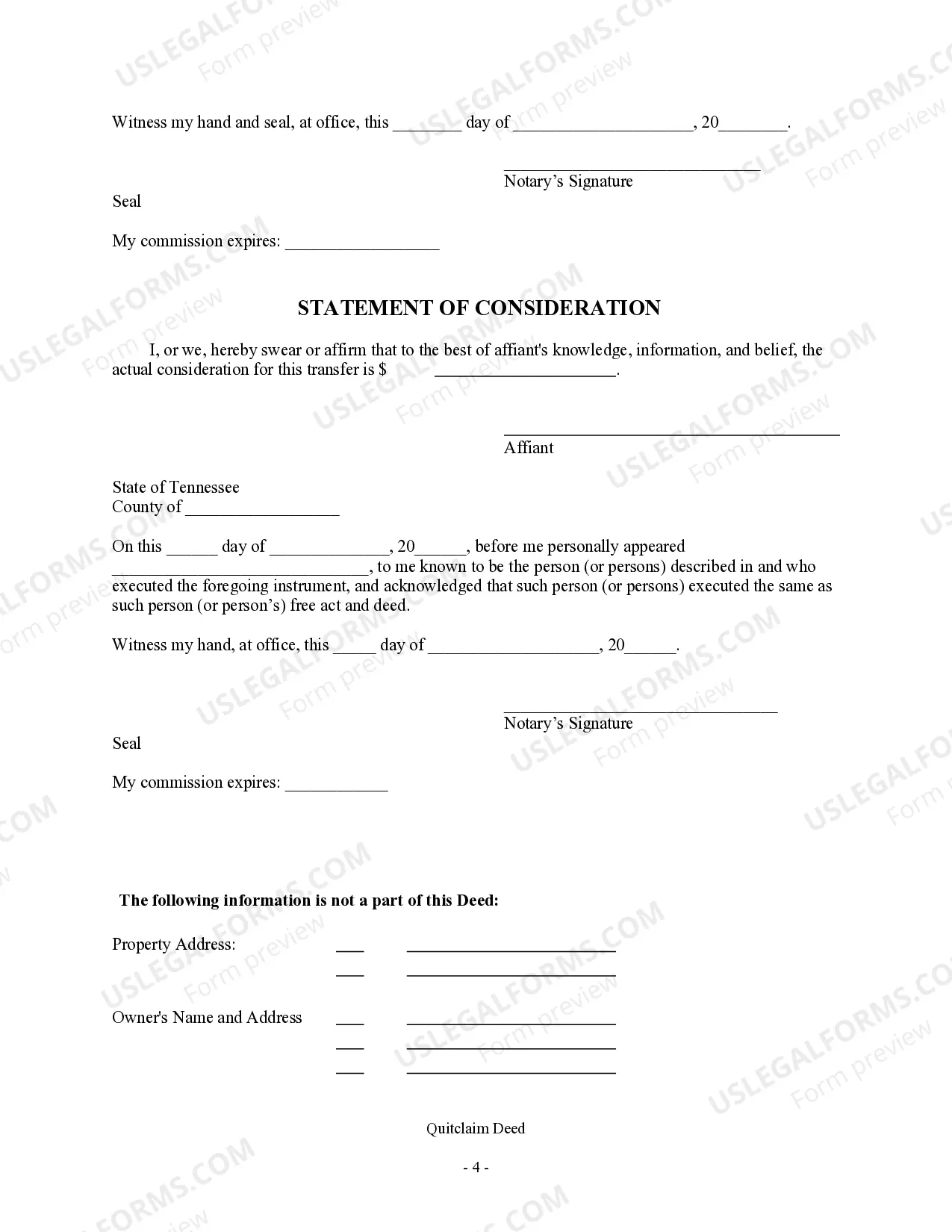 Preview Quitclaim Deed from Limited Liability Company to Corporation