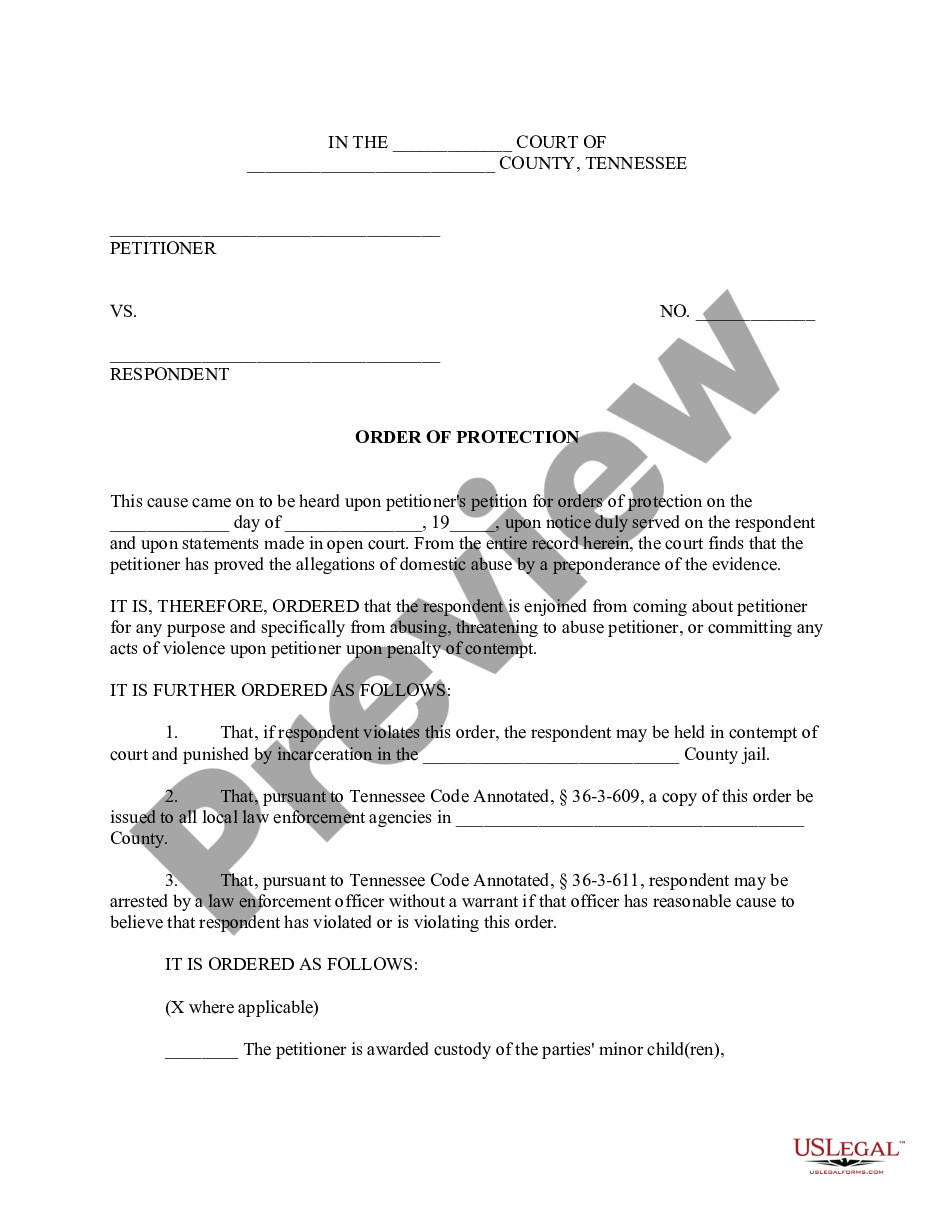 page 7 Petition For Orders of Protection from Domestic Abuse preview