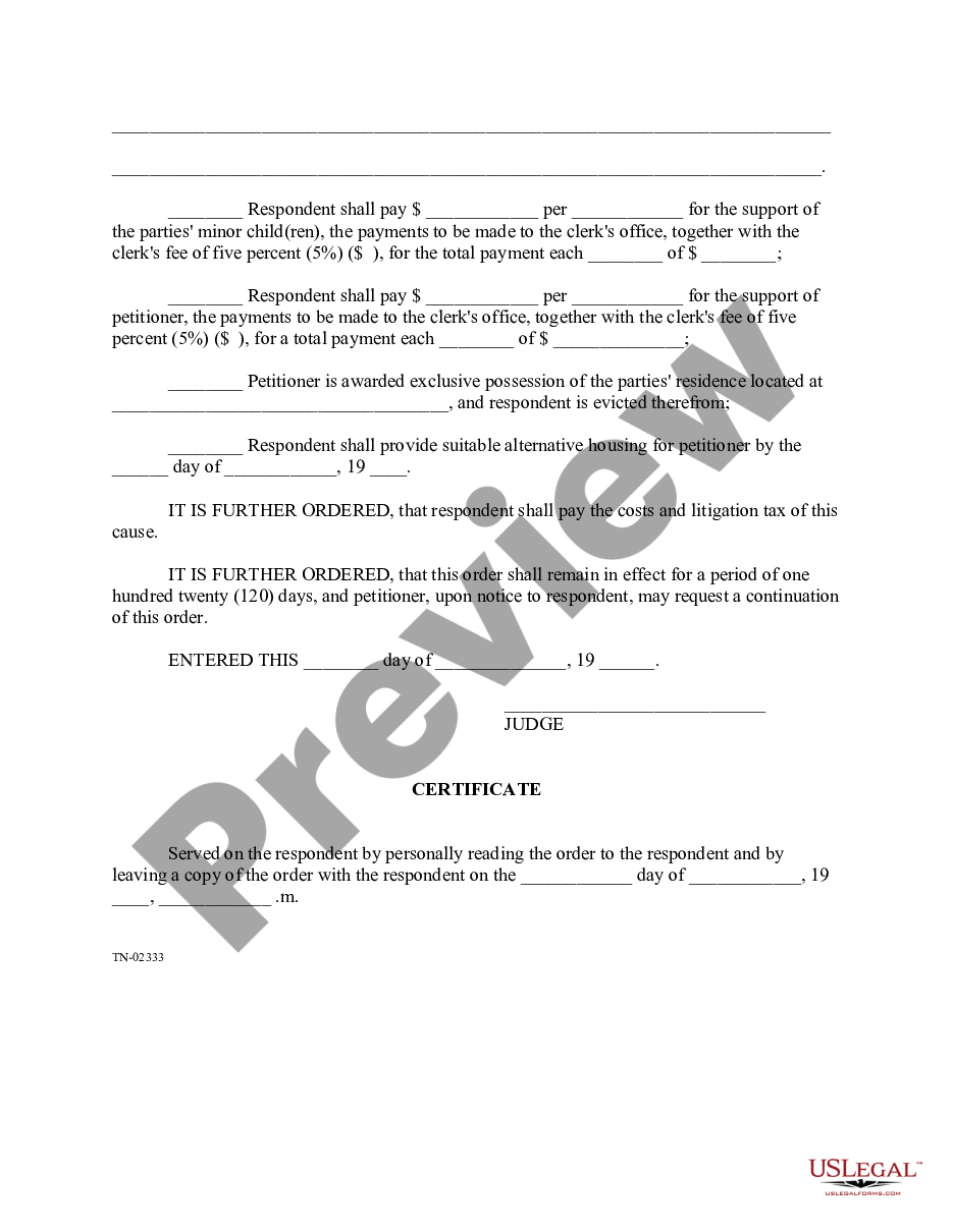 page 8 Petition For Orders of Protection from Domestic Abuse preview