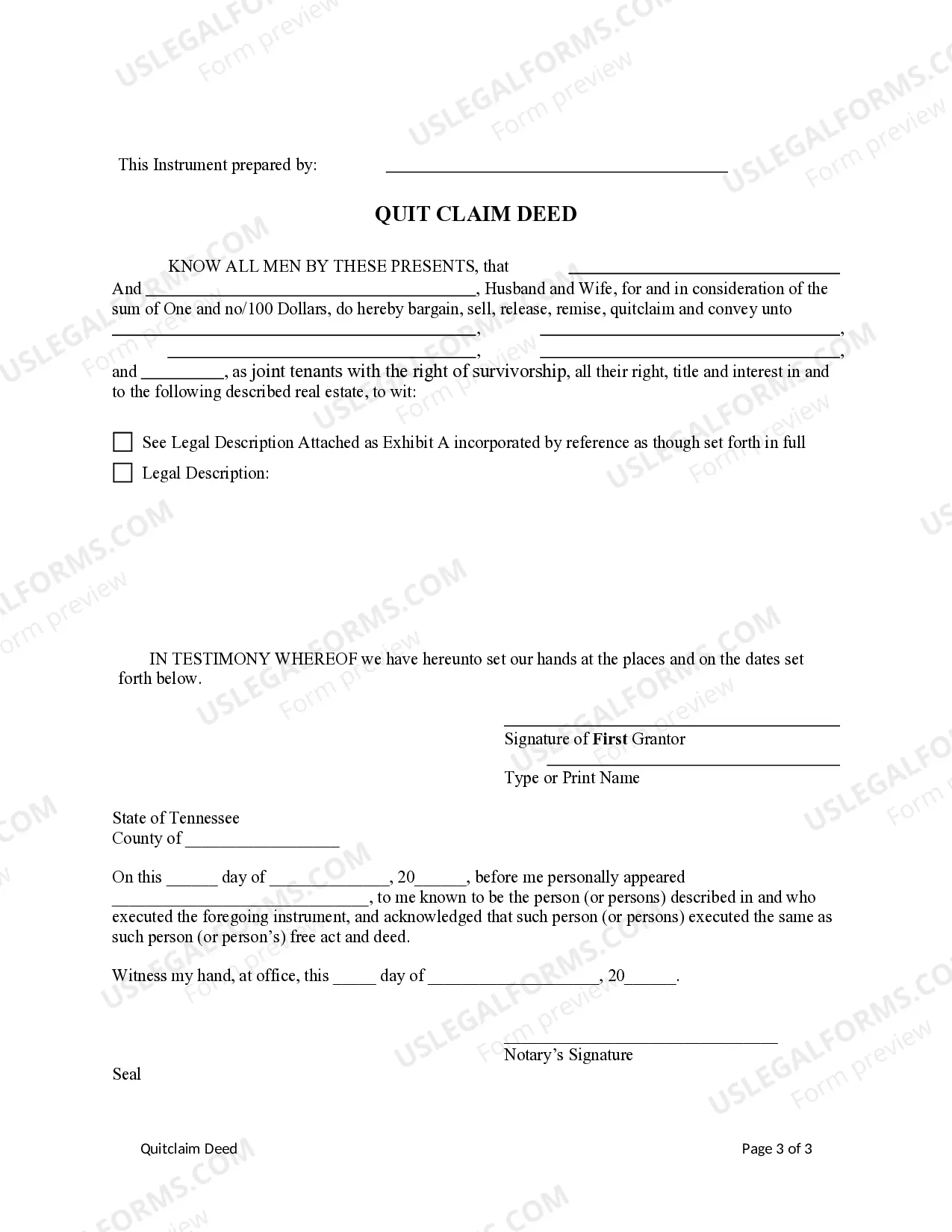 Preview Quitclaim Deed - Husband and Wife to Five Individuals