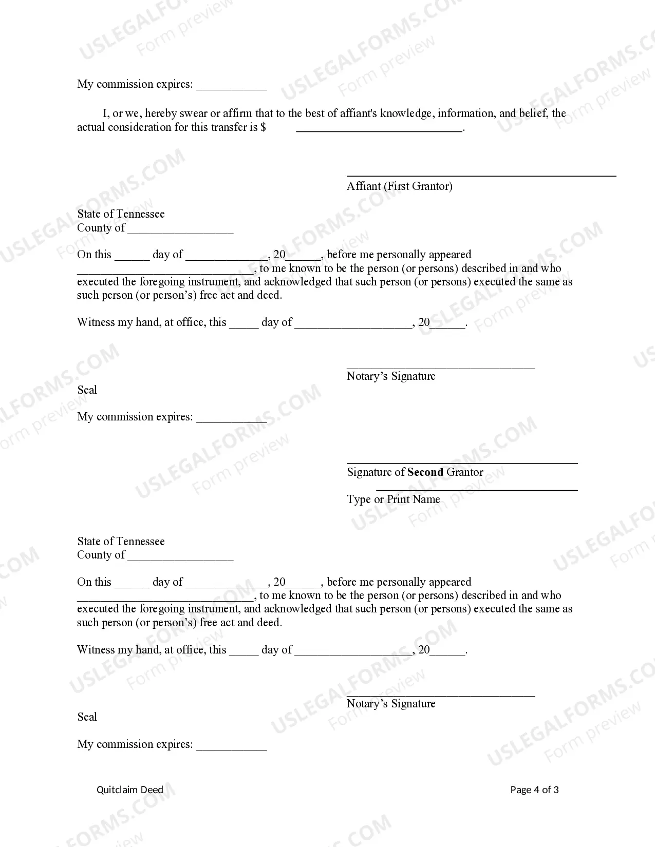Preview Quitclaim Deed - Husband and Wife to Five Individuals
