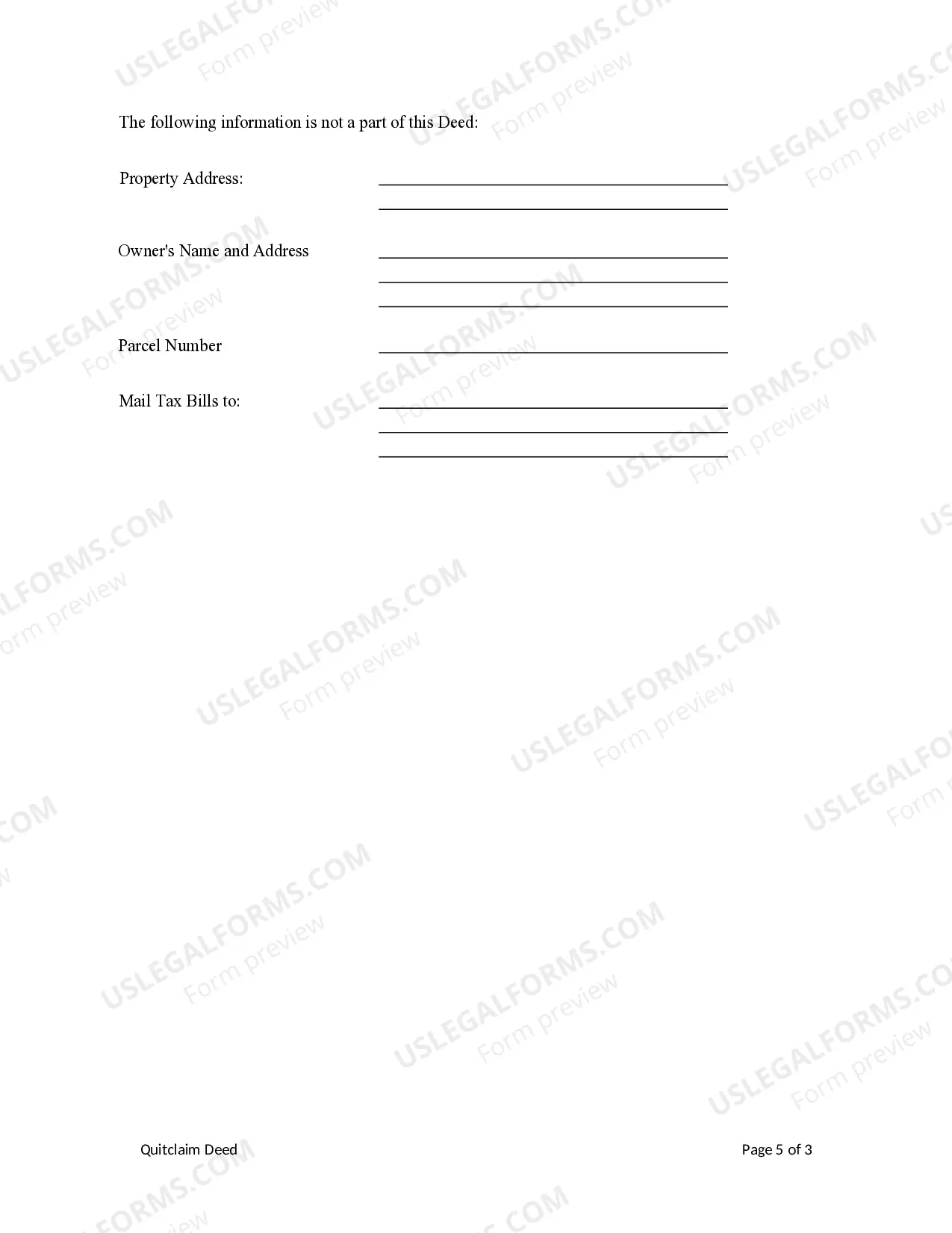 Preview Quitclaim Deed - Husband and Wife to Five Individuals