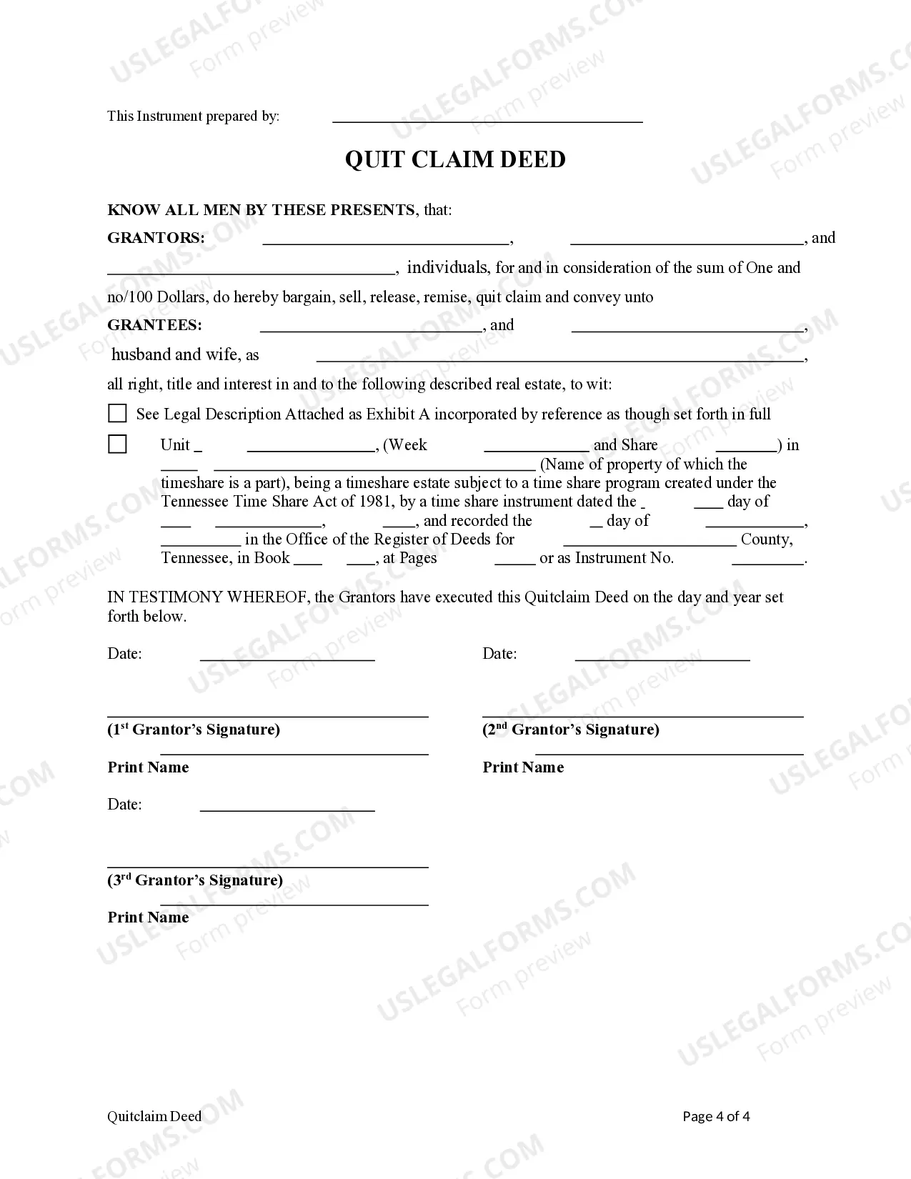 Preview Quitclaim Deed - Three Grantors to Two Grantees