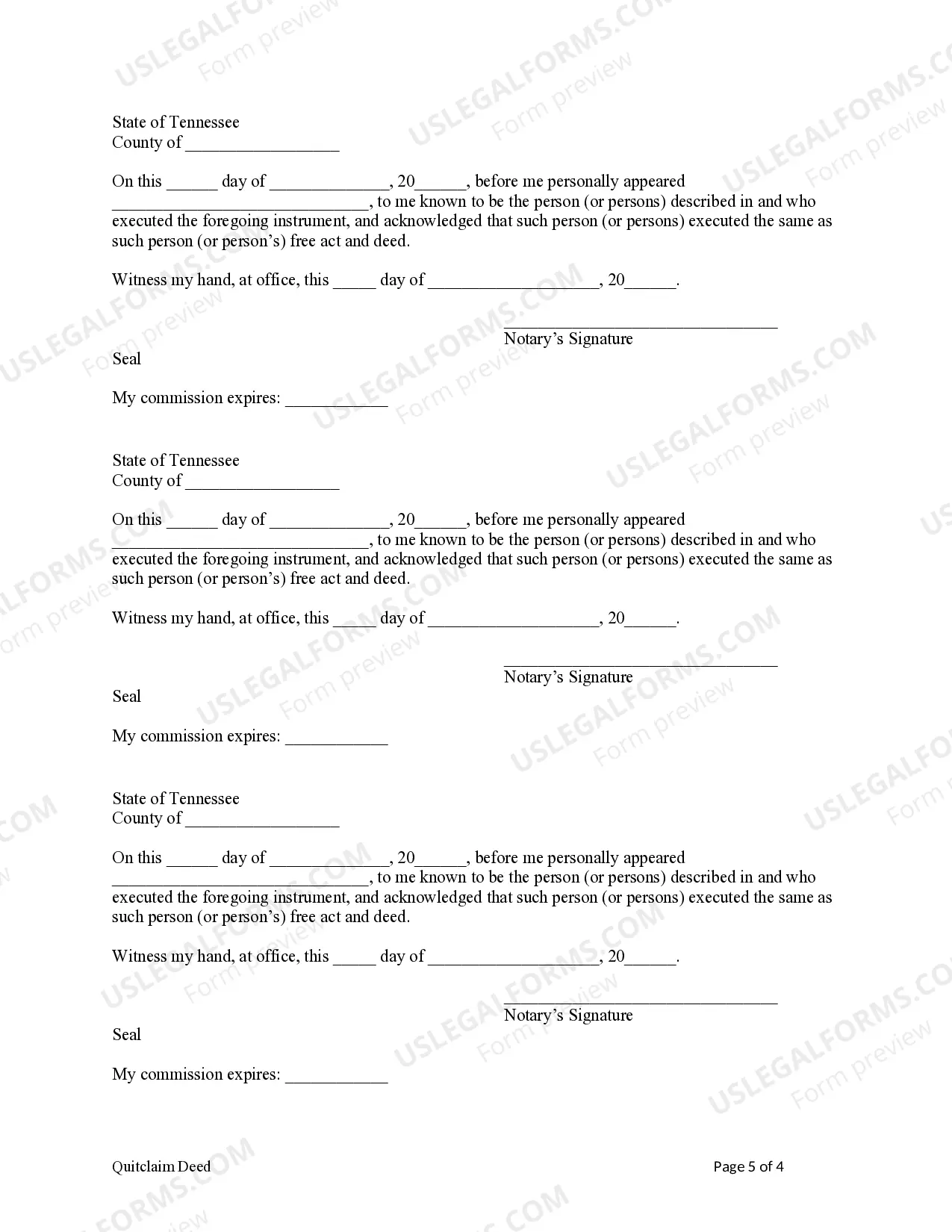 Preview Quitclaim Deed - Three Grantors to Two Grantees