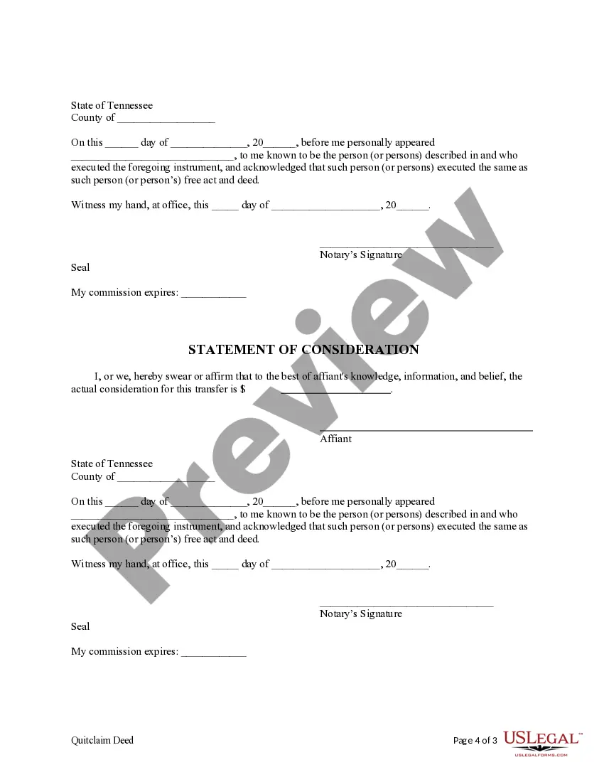 Preview Quitclaim Deed - Two Individuals to a Trust