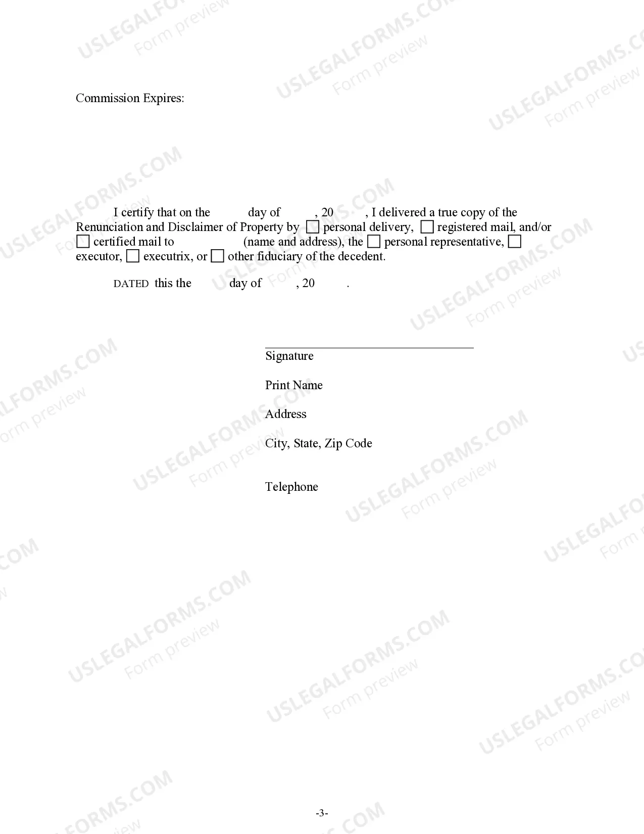 Preview Renunciation And Disclaimer of Property - Individual Retirement Account, Annuity, Or Bond