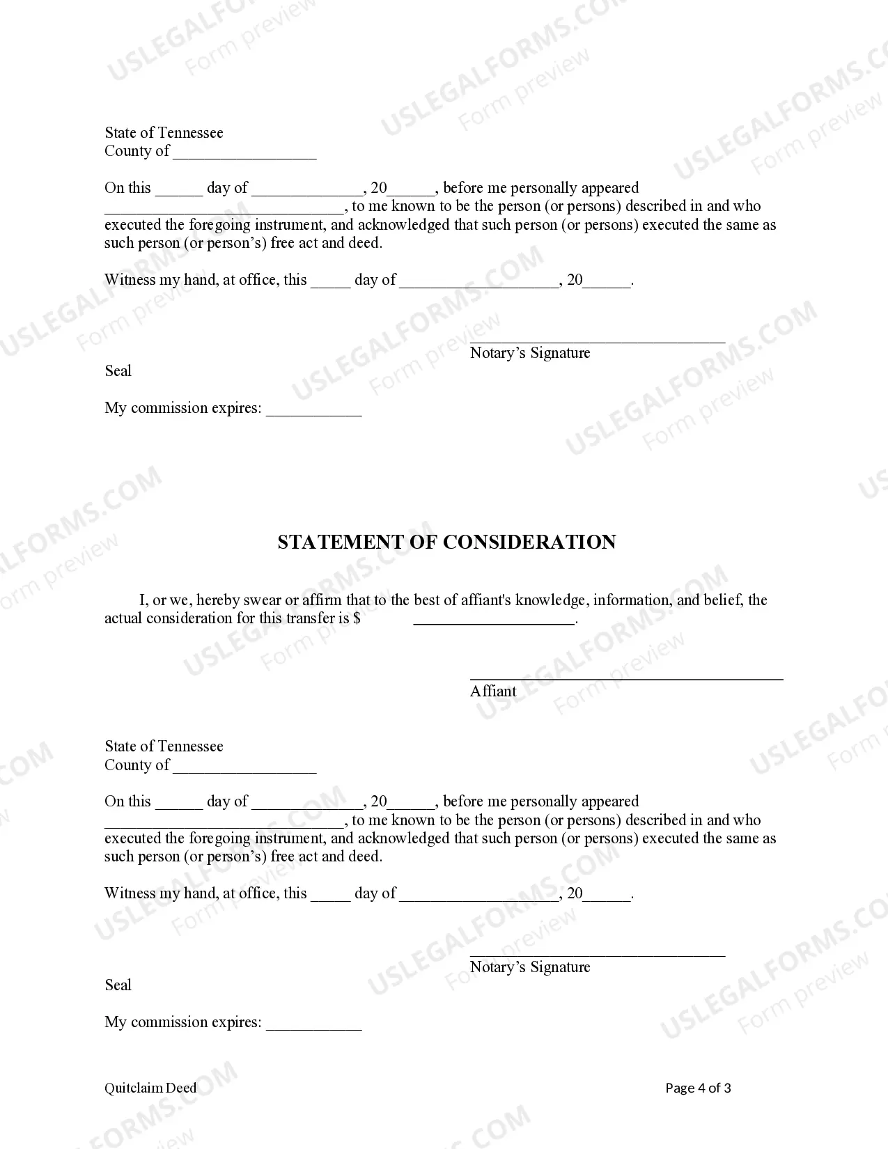 Preview Quitclaim Deed