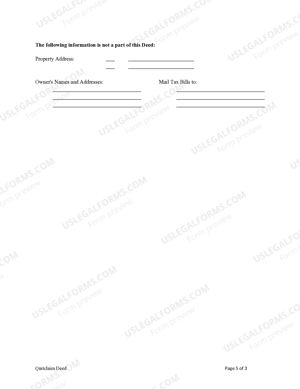 Preview Quitclaim Deed