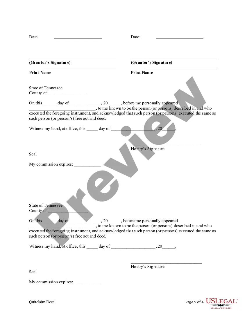 Preview Quitclaim Deed - Four Individuals to Two (2) Individuals / Husband and Wife