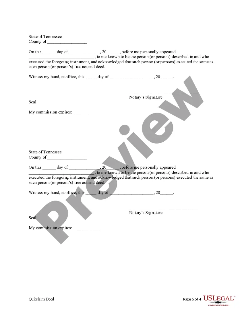 Preview Quitclaim Deed - Four Individuals to Two (2) Individuals / Husband and Wife