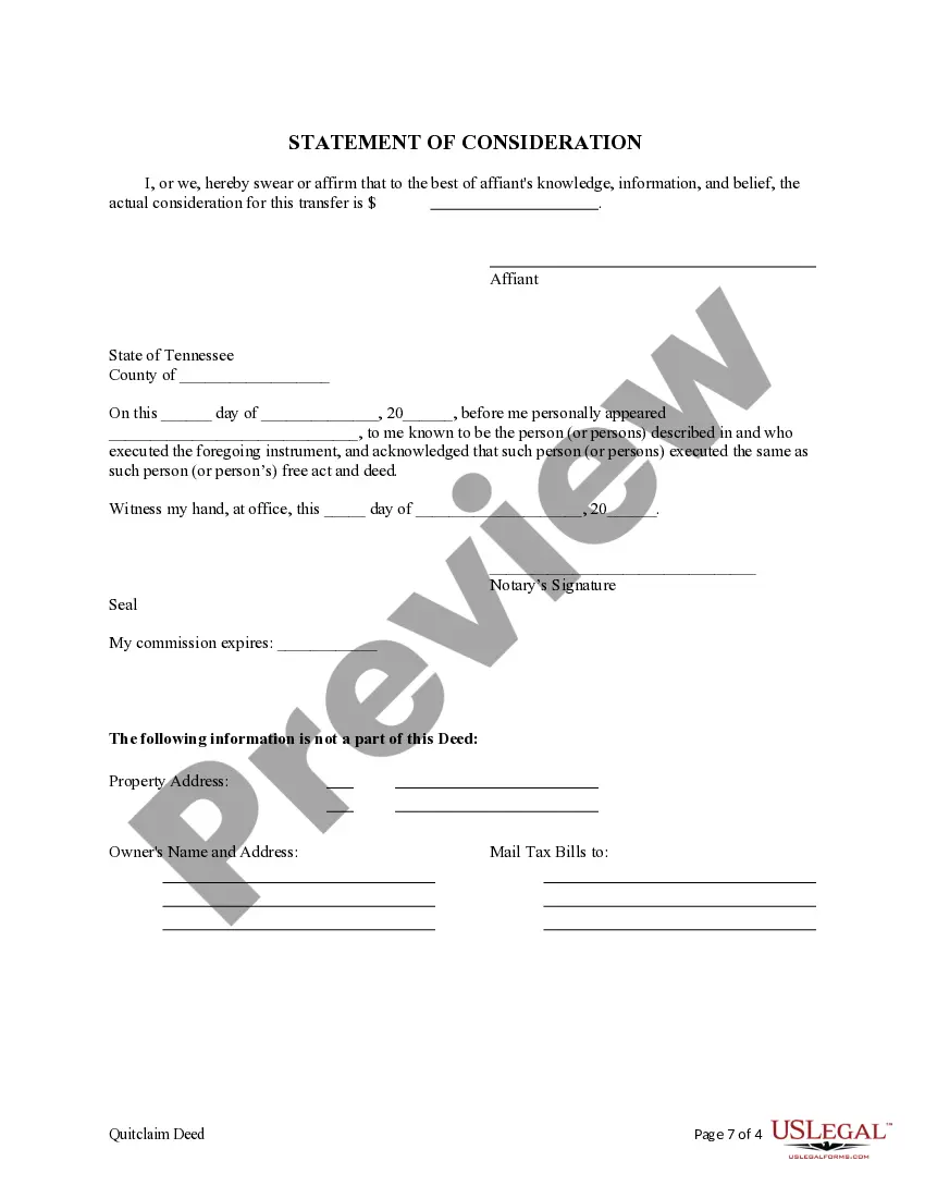 Preview Quitclaim Deed - Four Individuals to Two (2) Individuals / Husband and Wife